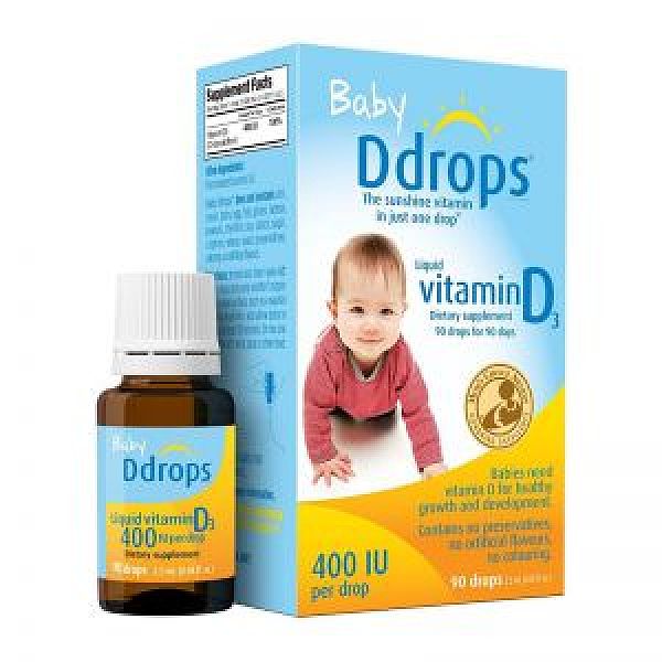 保税区直发 美国Baby Ddrops 维生素D3滴剂2.5ml（美版）