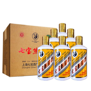 七宝熊猫酒酱香型白酒500ml精品包装6瓶装0 