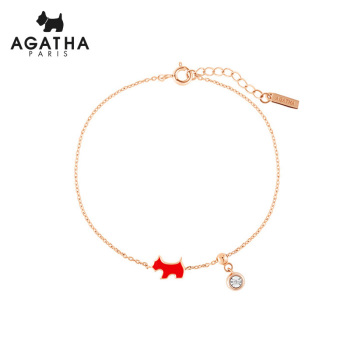 AGATHA璦嘉莎925銀天然鉆石變色紅小狗簡約氣質手鏈 242052C-086-TU0 