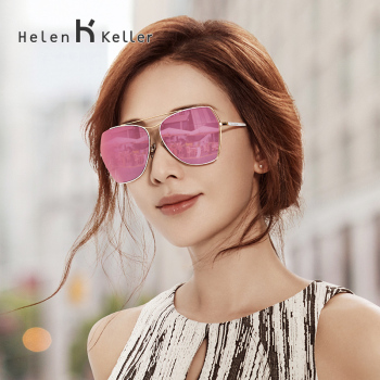 海伦凯勒太阳镜明星款偏光镜墨镜女大框开车眼镜H8618 D11梦幻水银0 
