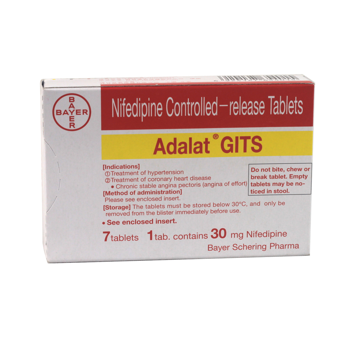 拜新同硝苯地平控释片30mg*7片